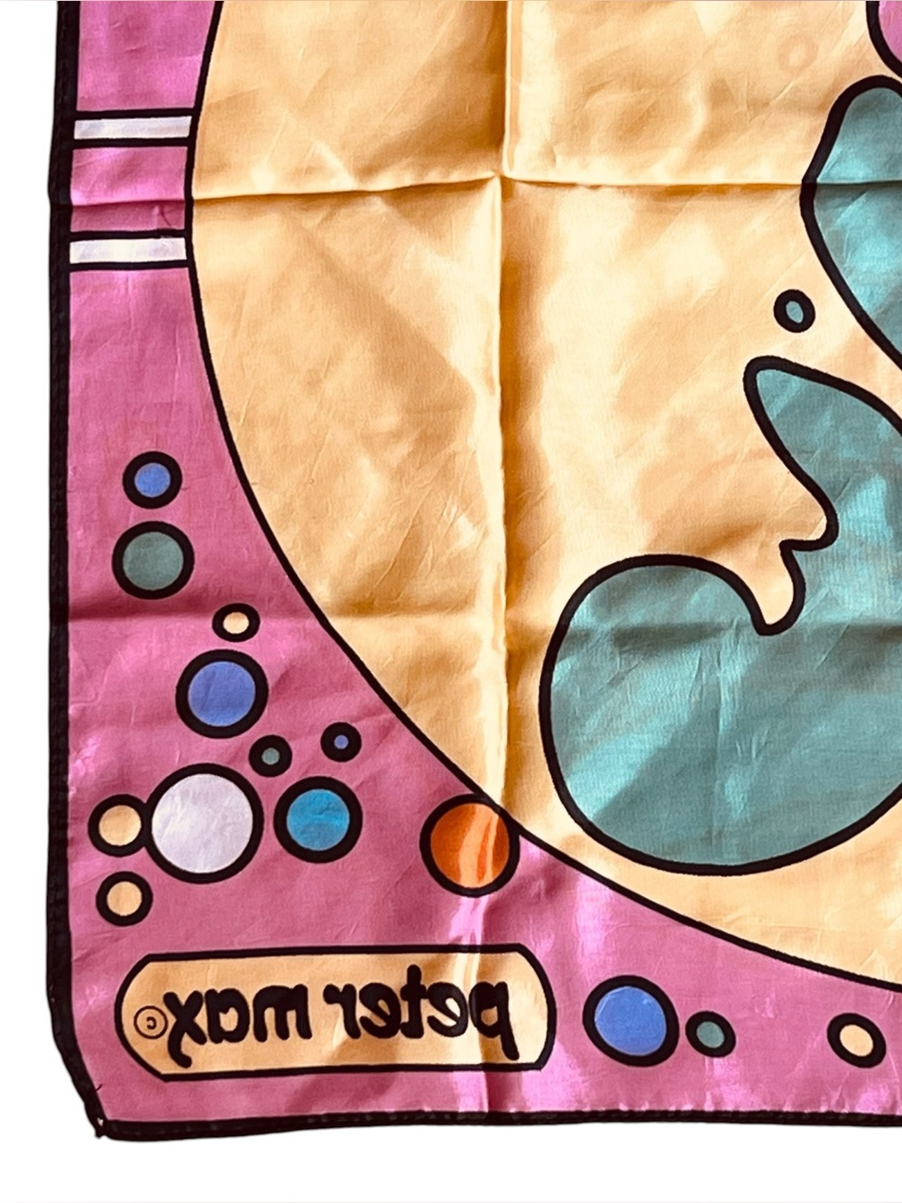 Peter Max 1970s Vintage Rare Pop Art Love Silk Scarf Psychedelic Colorful Pink - Picture 12 of 15